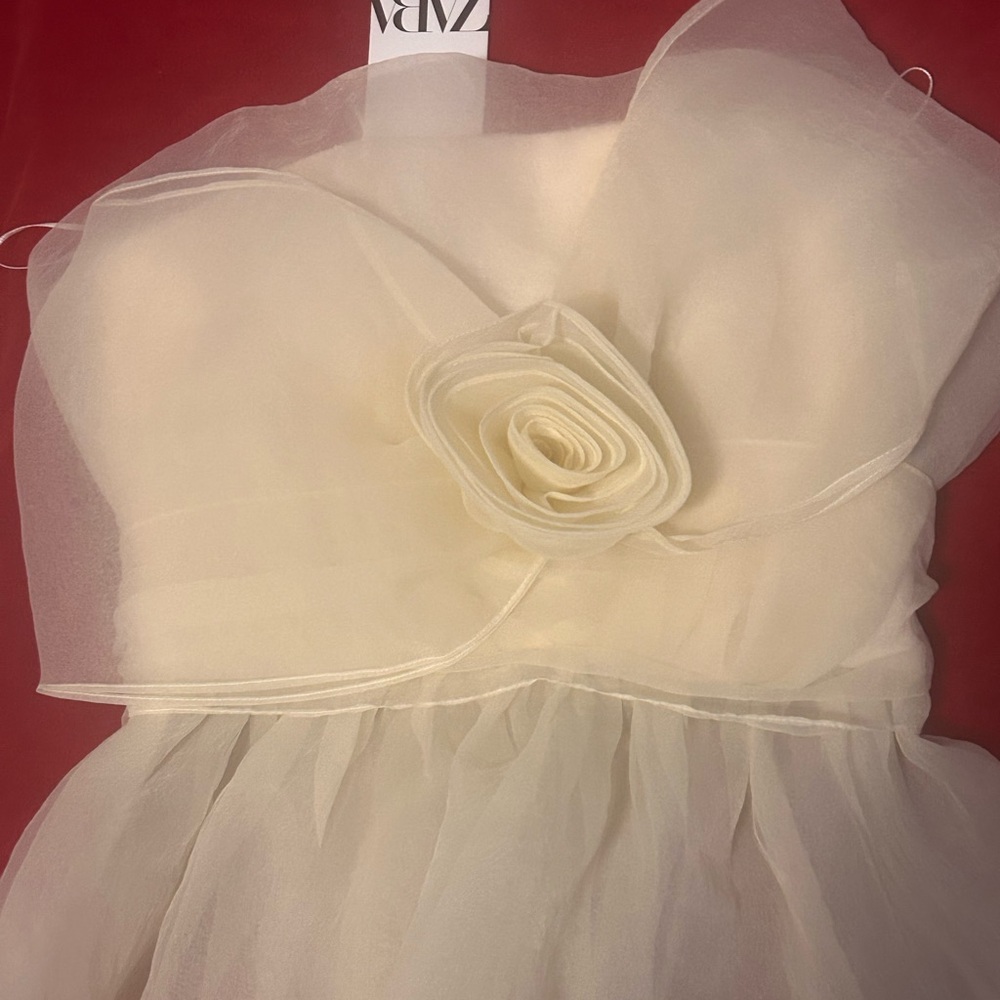 Zara Organza Flower Top Size Small NWT